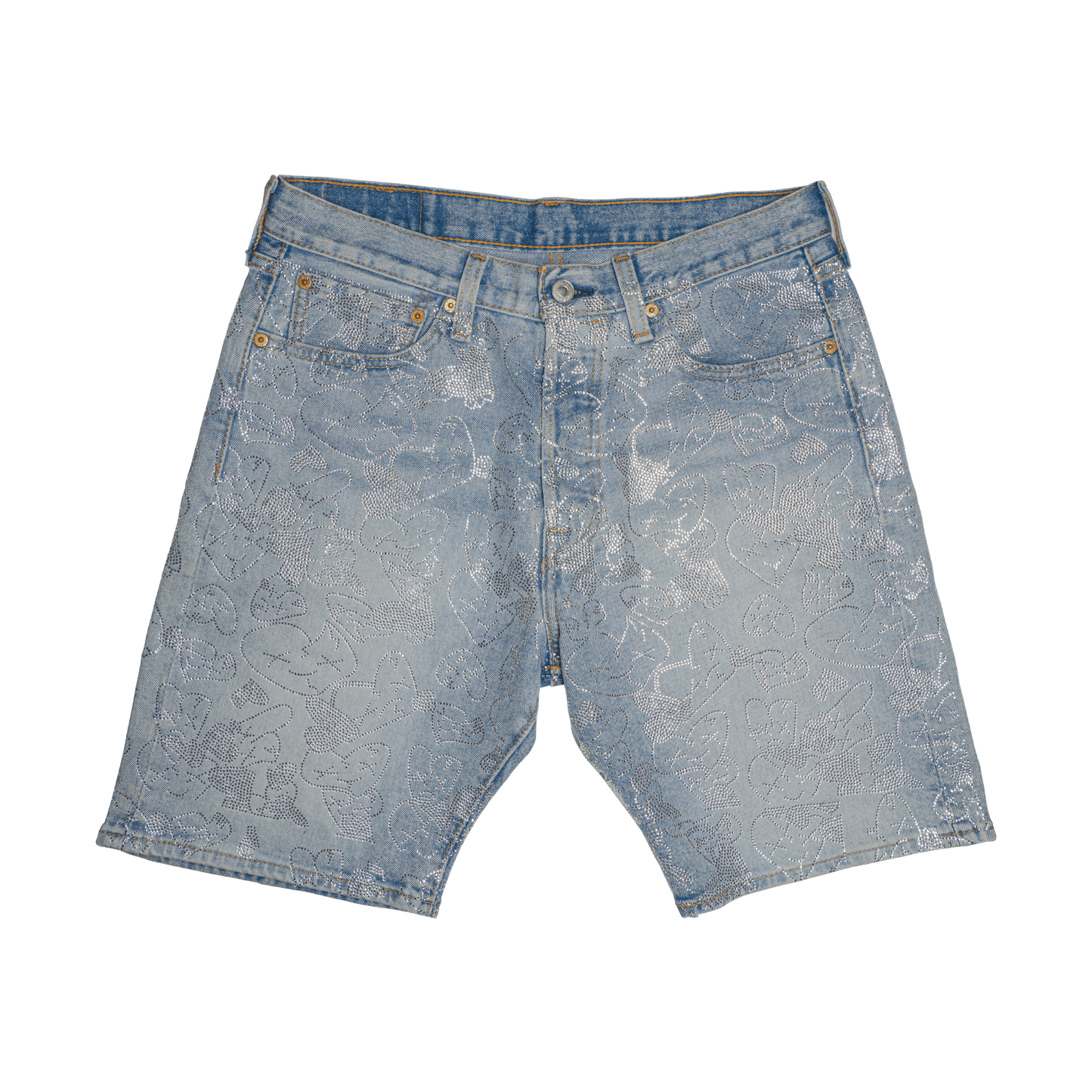 Emotions rhinestone denim jorts (Light wash) - Royal Surge