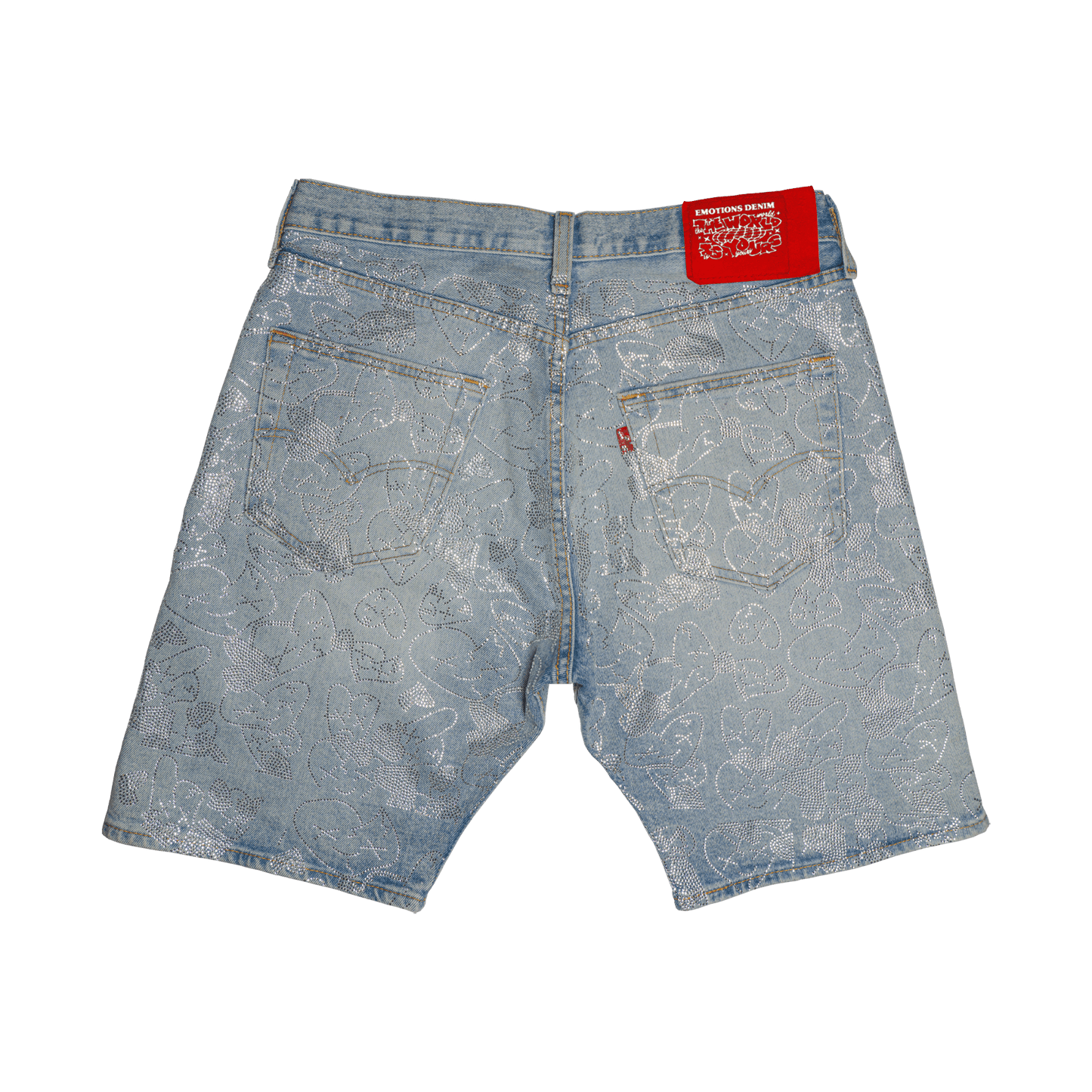 Emotions rhinestone denim jorts (Light wash) - Royal Surge