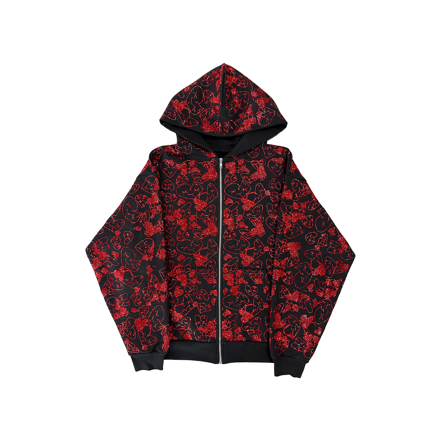 Emotions camo rhinestone zip up (Red)