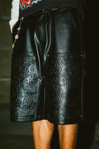 Emotions camo leather shorts - Royal Surge