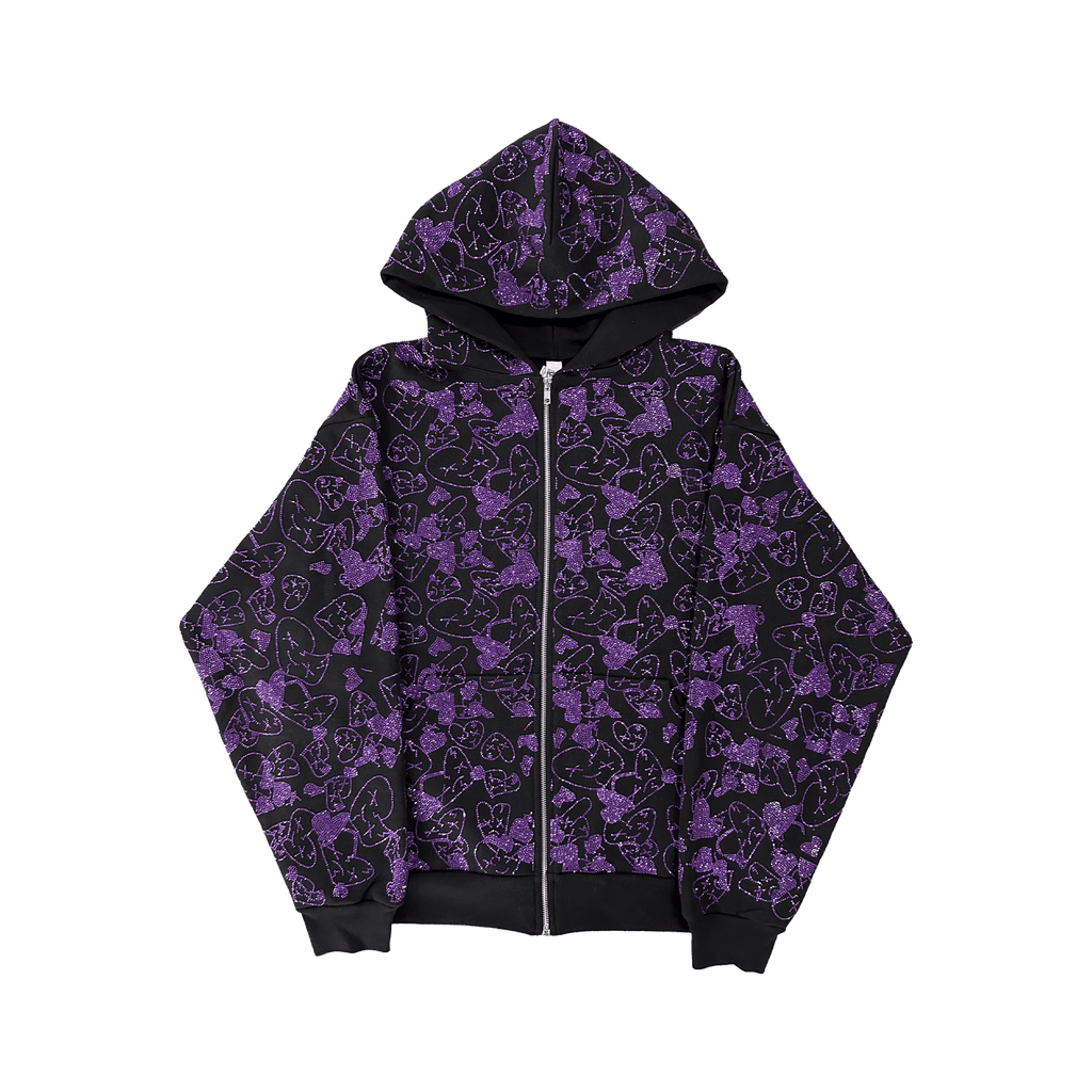 Emotions camo rhinestone zip up (Purple) - Royal Surge