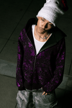 Emotions camo rhinestone zip up (Purple) - Royal Surge