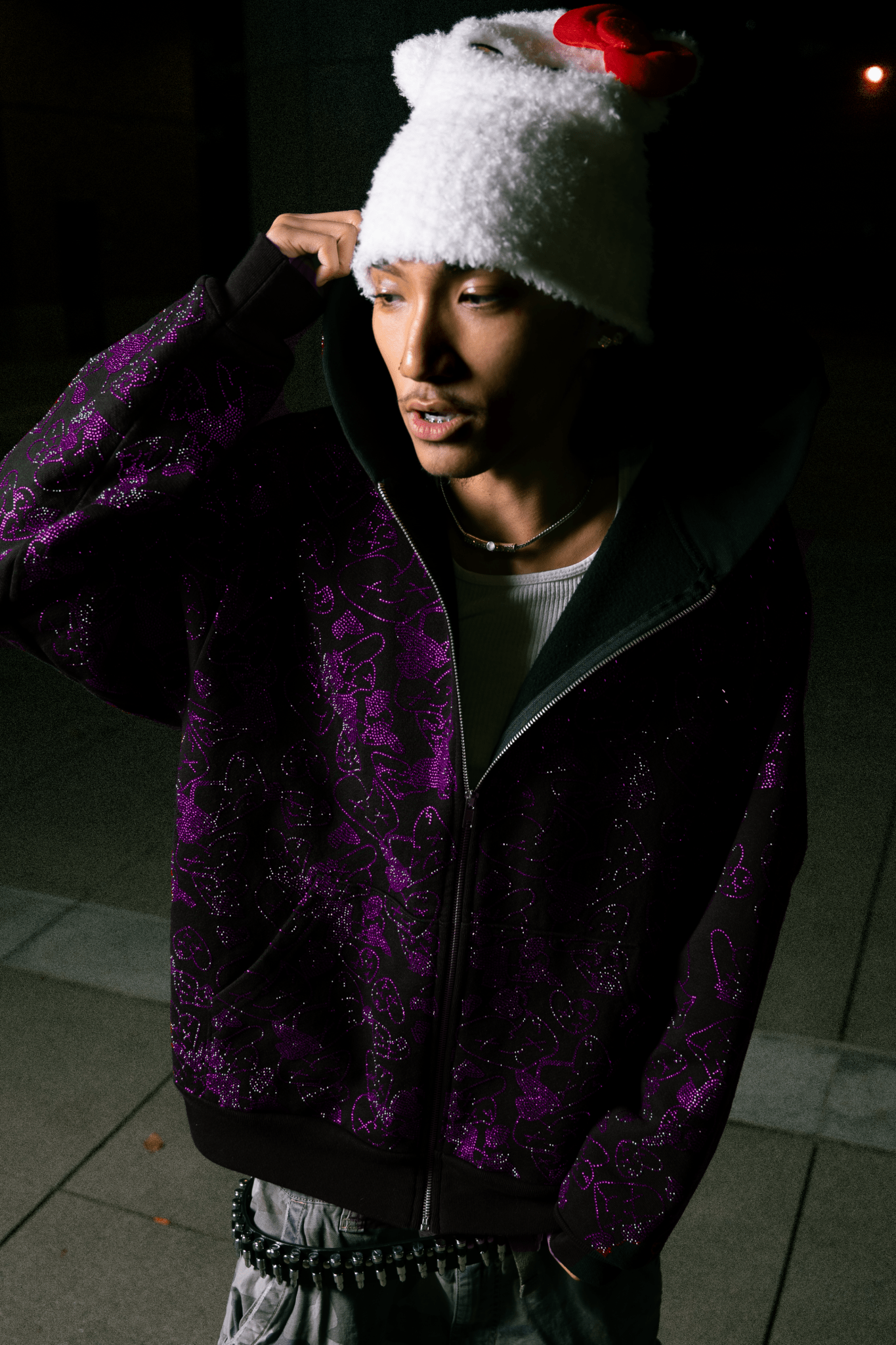 Emotions camo rhinestone zip up (Purple) - Royal Surge