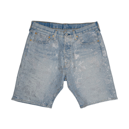 Emotions rhinestone denim jorts (Light wash) - Royal Surge