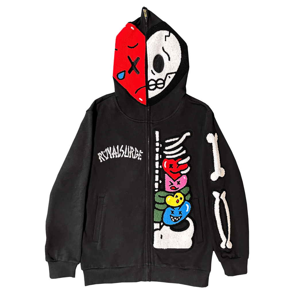 Full zip skeleton hoodie - Royal Surge
