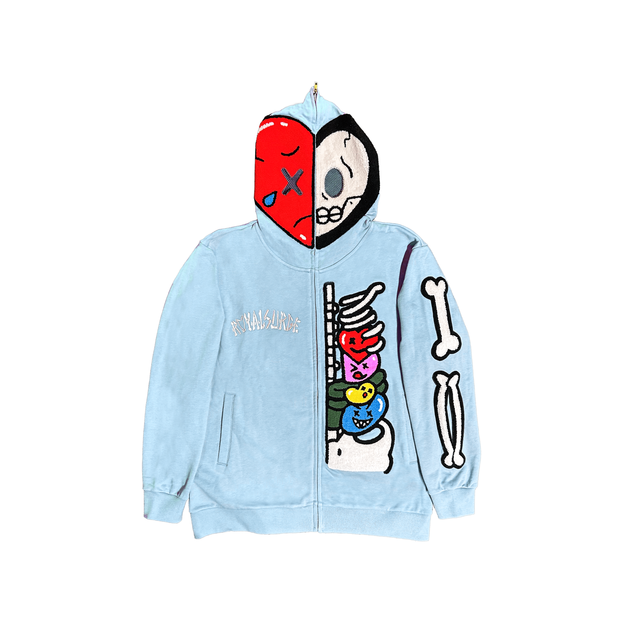 Full zip skeleton hoodie - Royal Surge