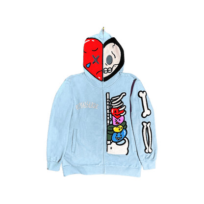Full zip skeleton hoodie - Royal Surge