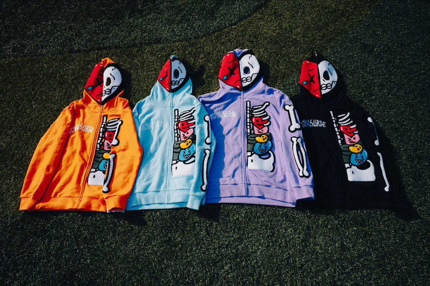 Full zip skeleton hoodie - Royal Surge