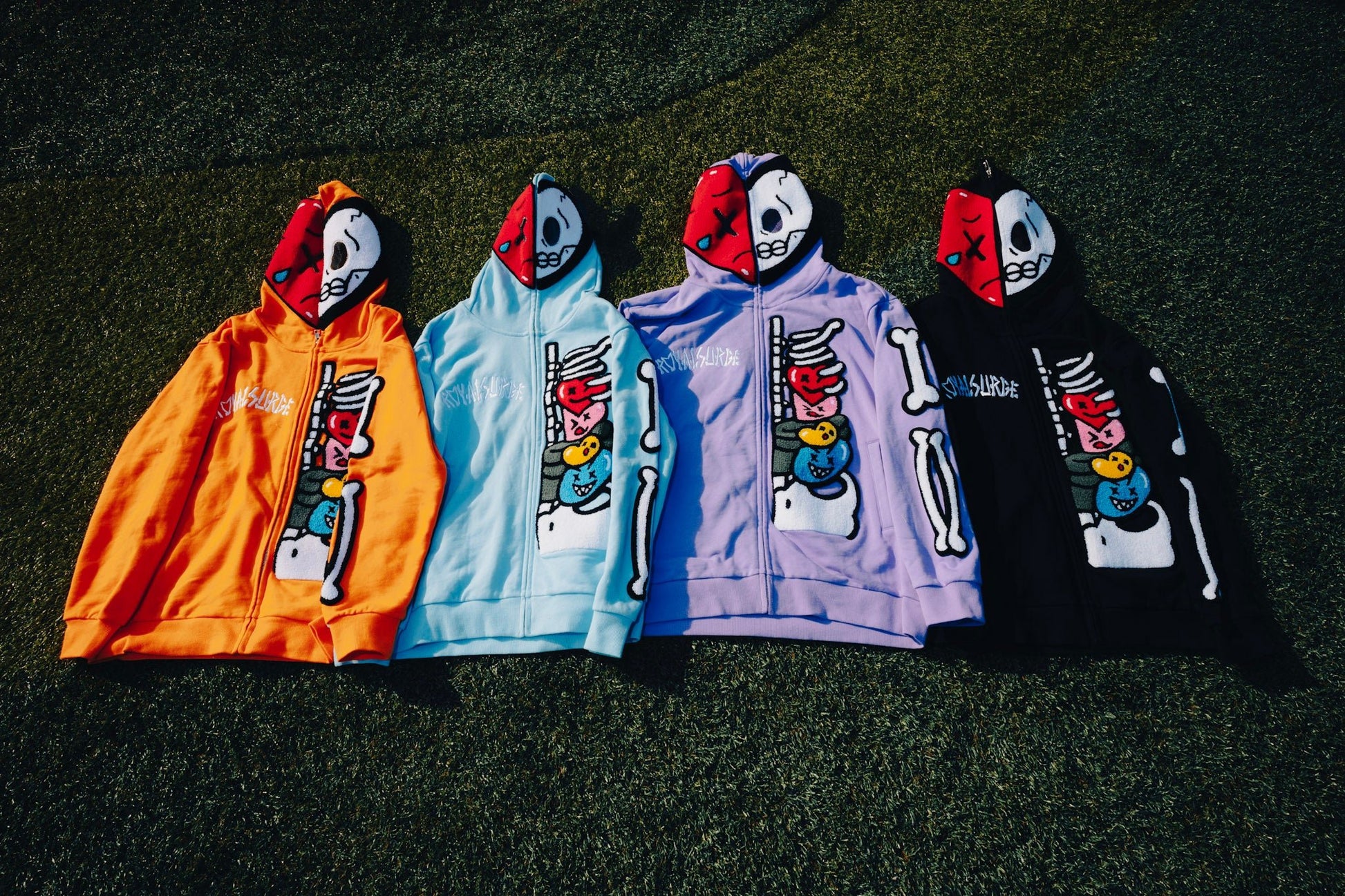 Full zip skeleton hoodie - Royal Surge