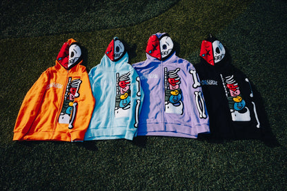 Full zip skeleton hoodie - Royal Surge