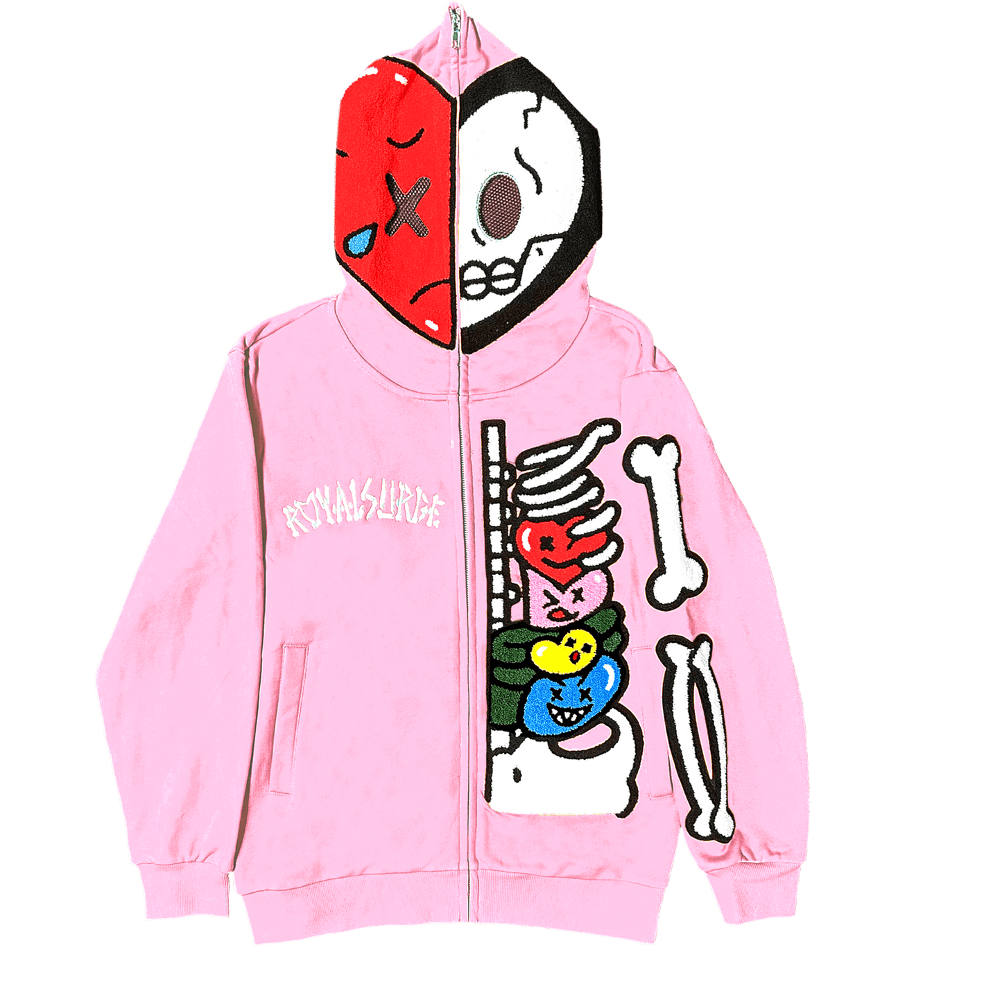 Full zip skeleton hoodie - Royal Surge