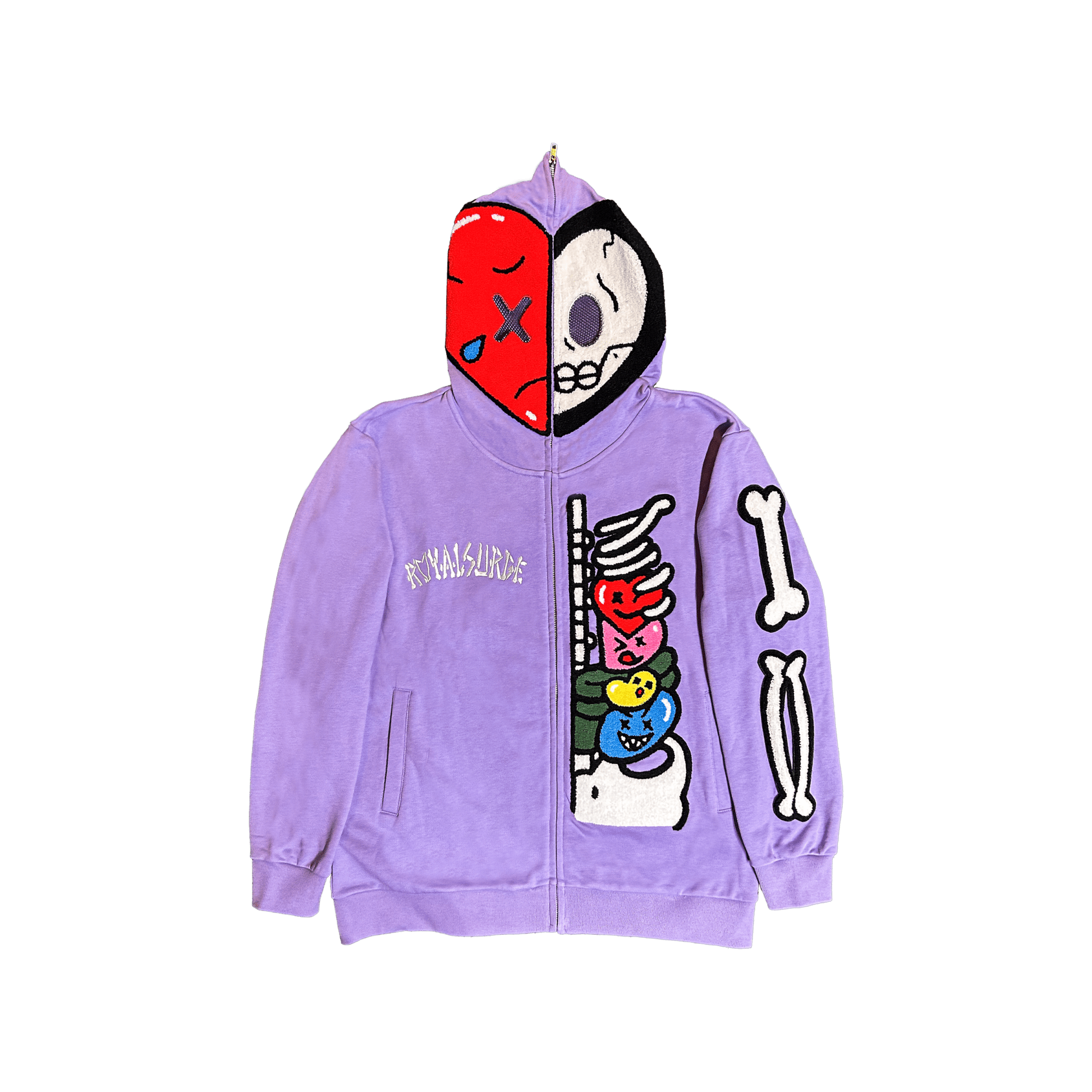 Full zip skeleton hoodie - Royal Surge