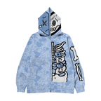 Full zip skeleton hoodie (Light Blue) - Royal Surge