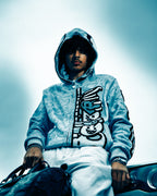 Full zip skeleton hoodie (Light Blue) - Royal Surge