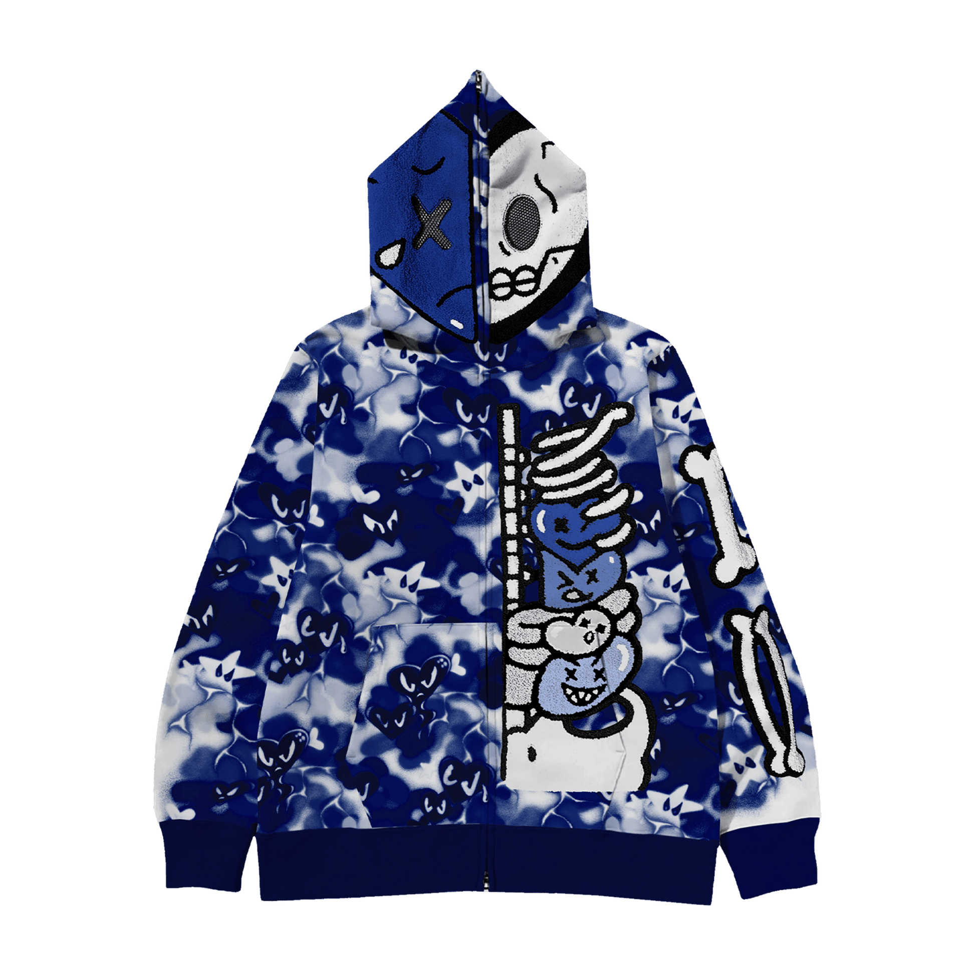 Full zip skeleton hoodie (Spray paint) - Royal Surge