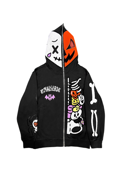 Full zip skeleton hoodie (Halloween) - Royal Surge