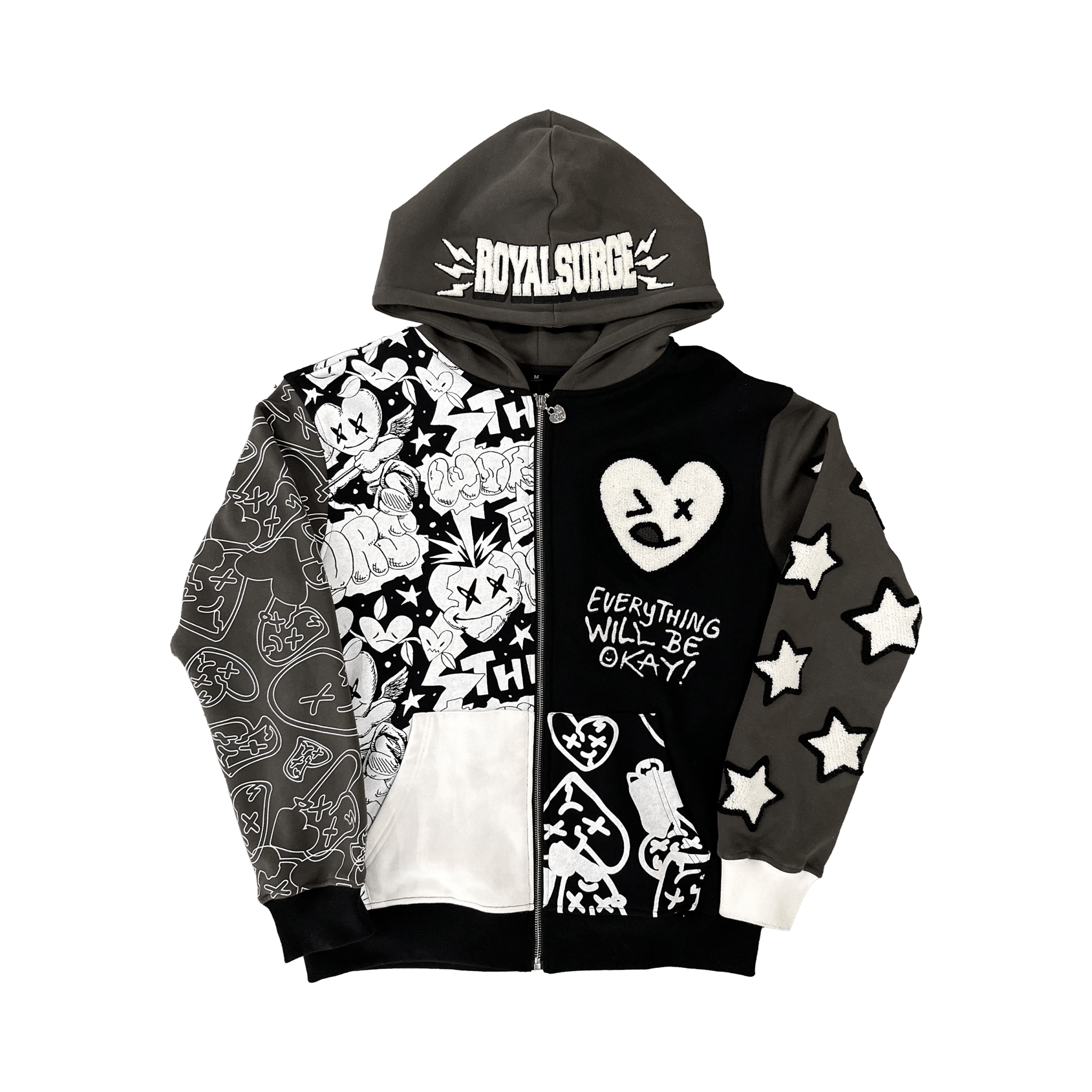 Patchwork camo zip up (Black) - Royal Surge