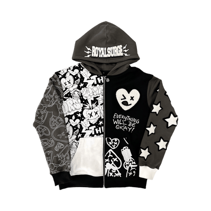 Patchwork camo zip up (Black) - Royal Surge