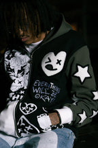 Patchwork camo zip up (Black) - Royal Surge