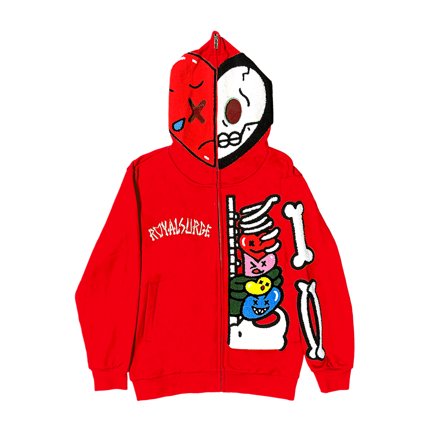 Full zip skeleton hoodie - Royal Surge